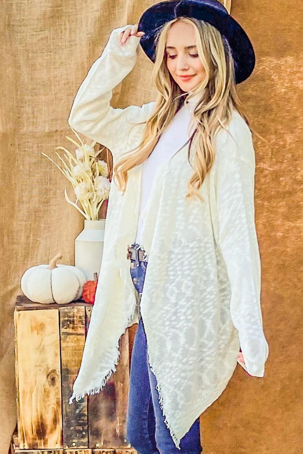 And The Why Textured Knit Fringe Hem Cardigan Carauana Store