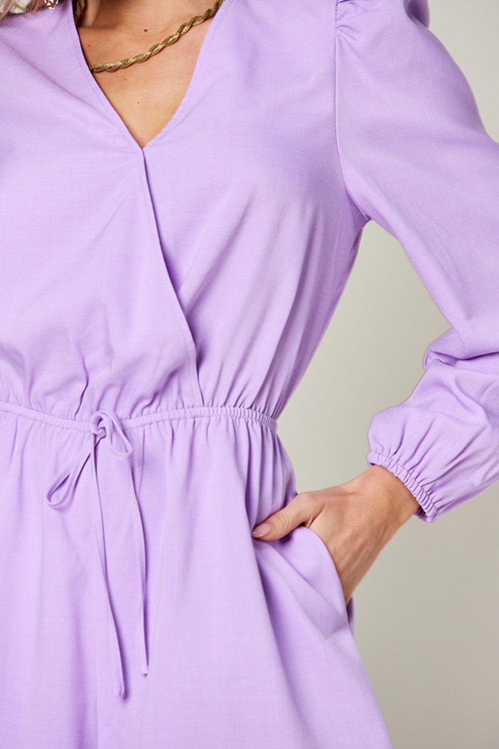 Double Take Full Size Drawstring Long Sleeve Romper Carauana Store