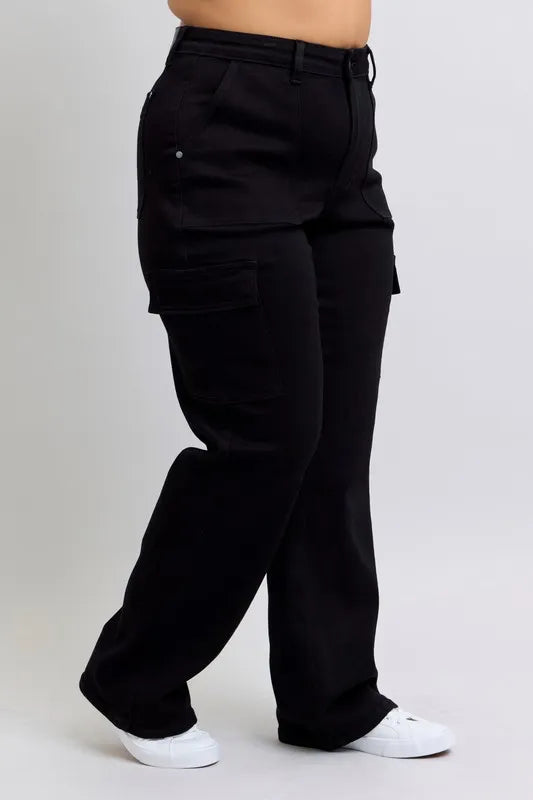 Judy Blue Full Size High Waist Cargo Wide Leg Jeans Plus Size