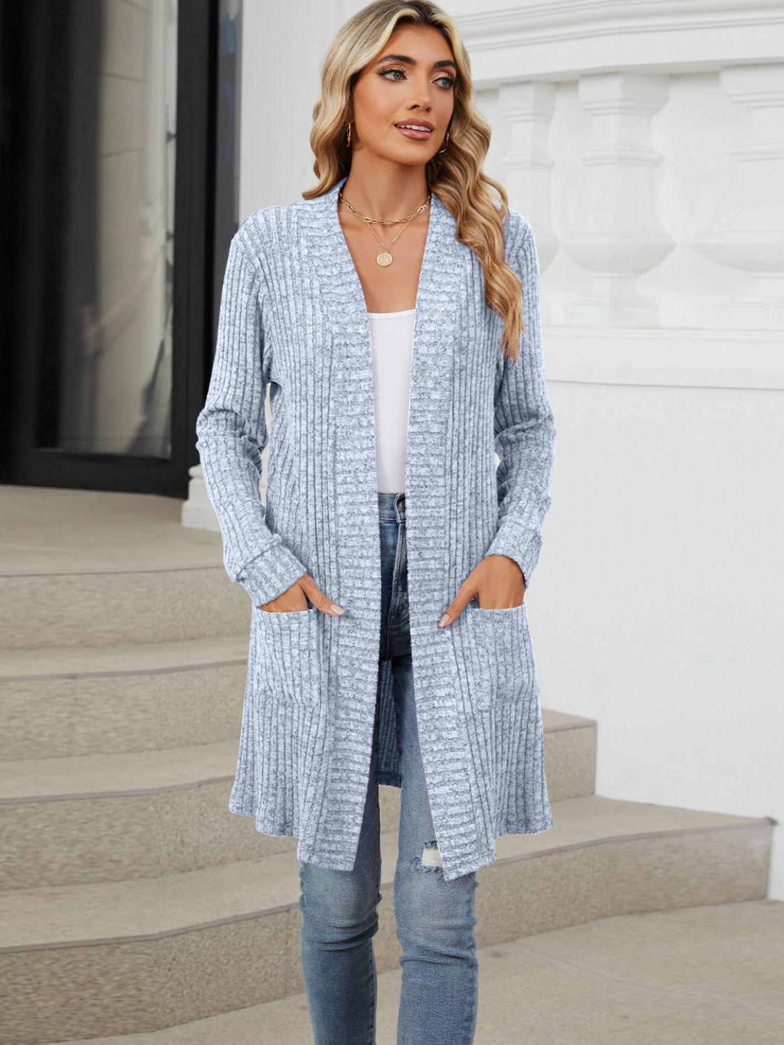 Open Front Long Sleeve Cardigan Carauana Store