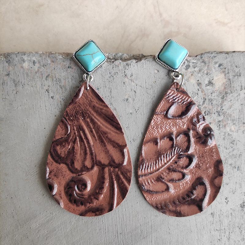 Artificial Turquoise Teardrop Earrings Carauana Store