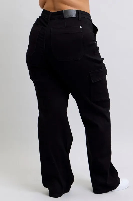 Judy Blue Full Size High Waist Cargo Wide Leg Jeans Plus Size