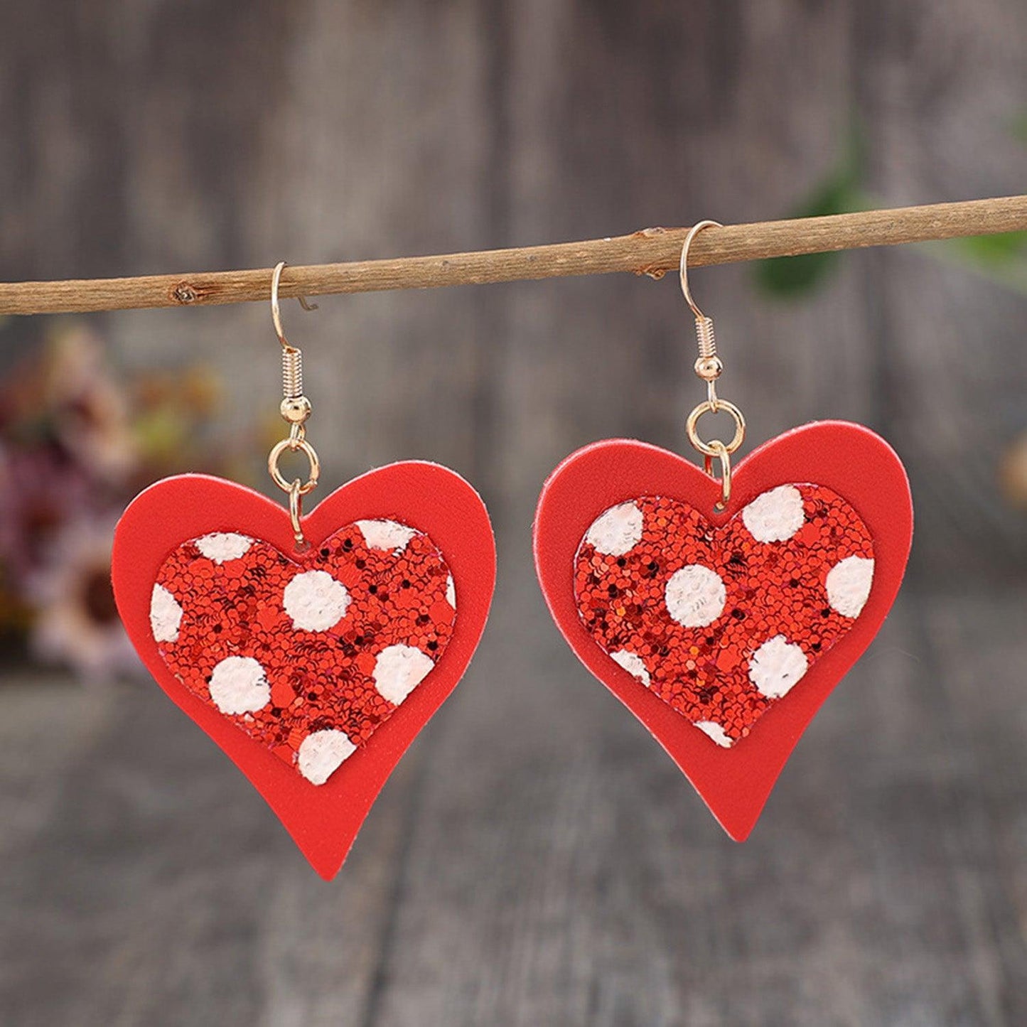 Sequin Heart Leather Drop Earrings Carauana Store