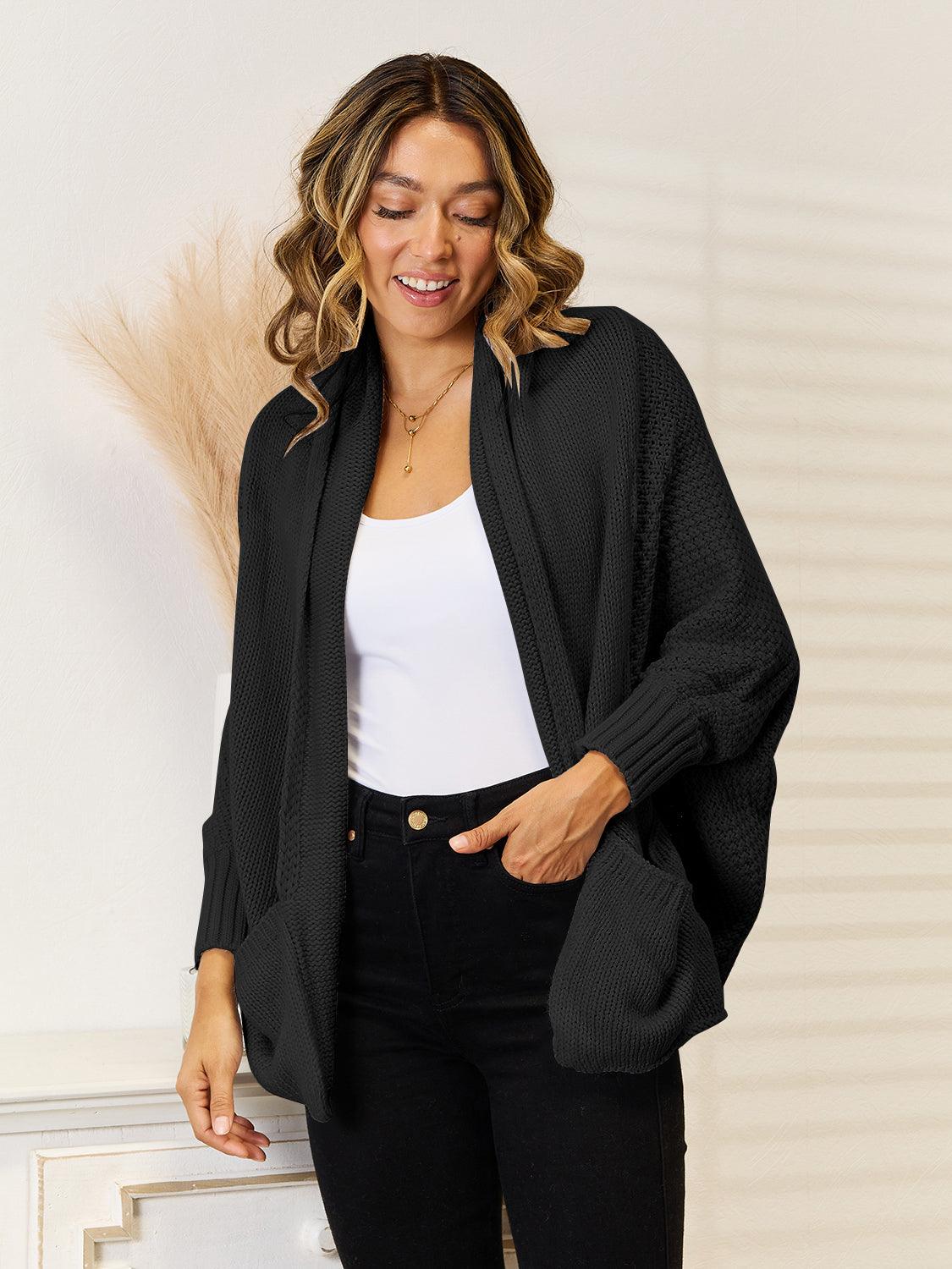 Angel Wings Open Front Cardigan with Pockets Carauana Store