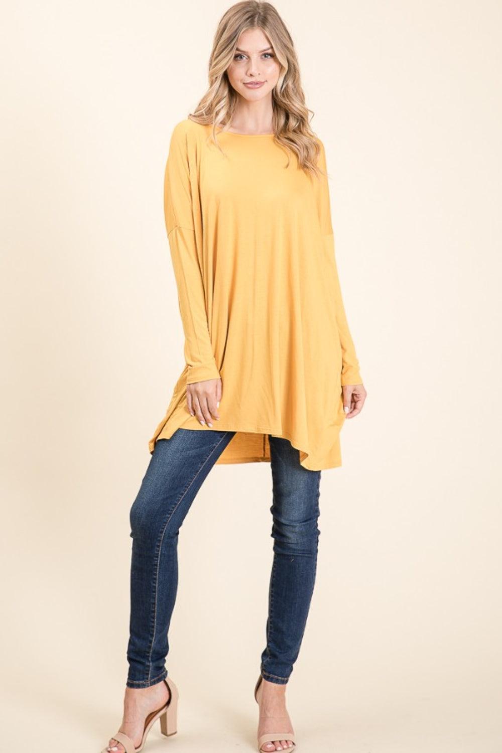 BOMBOM Round Neck Long Sleeve Oversized Top Carauana Store