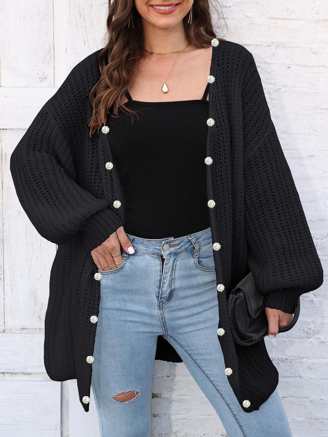Open Front Long Sleeve Cardigan Carauana Store