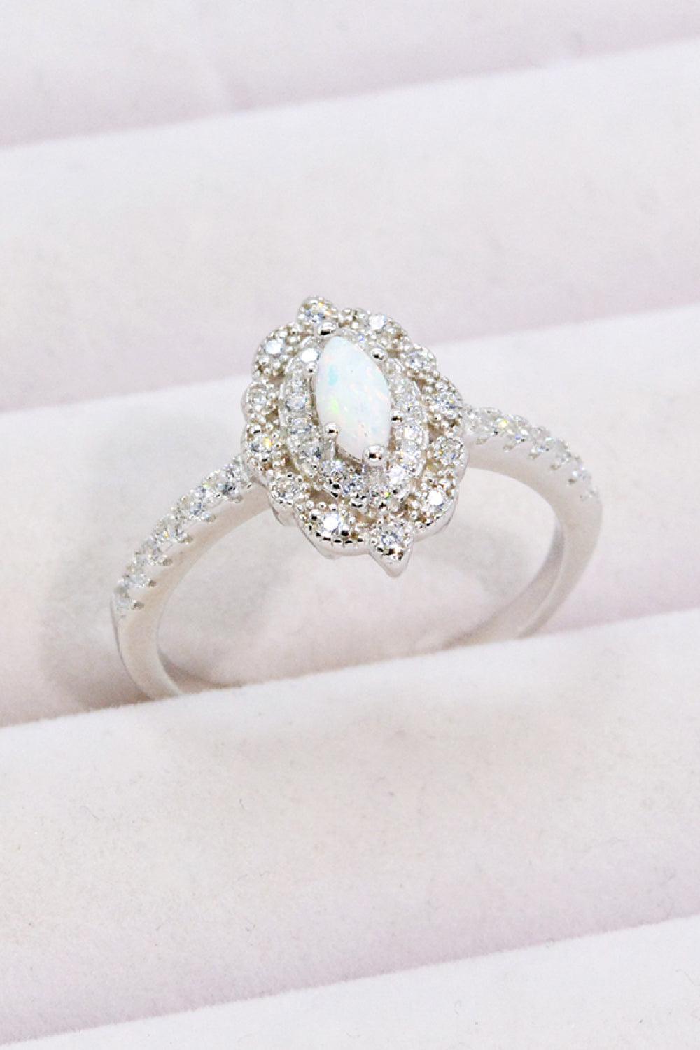 Modern Love Story Opal and Zircon Ring Carauana Store