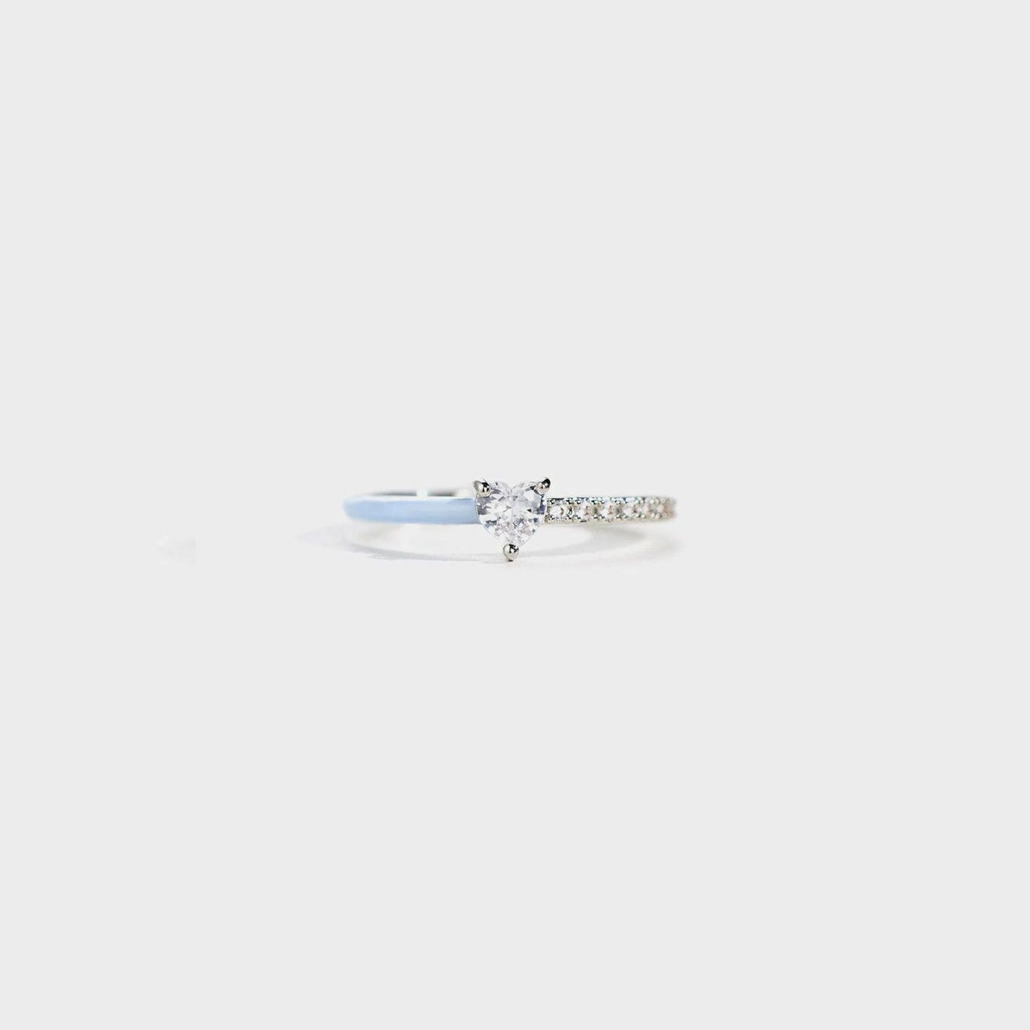 Heart Shape Inlaid Zircon Enamel Ring Carauana Store