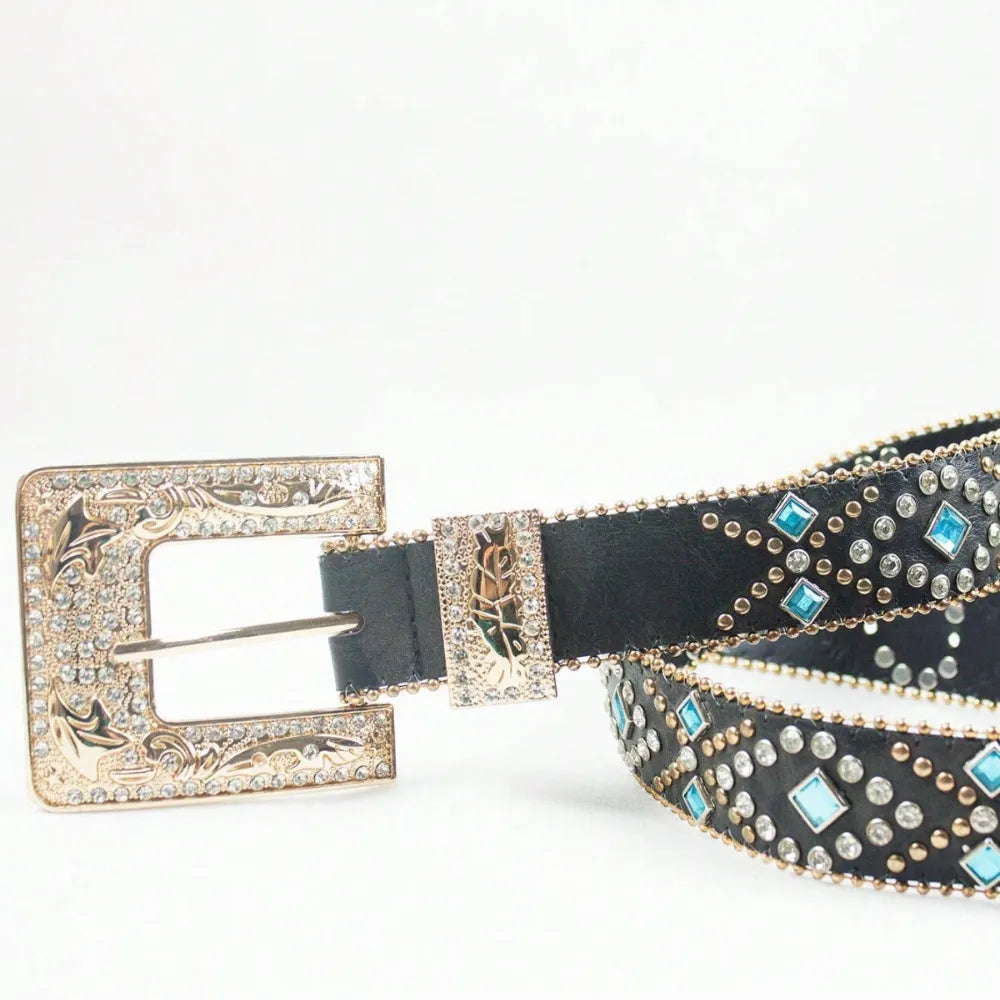 Rhinestone PU Leather Belt Carauana Store