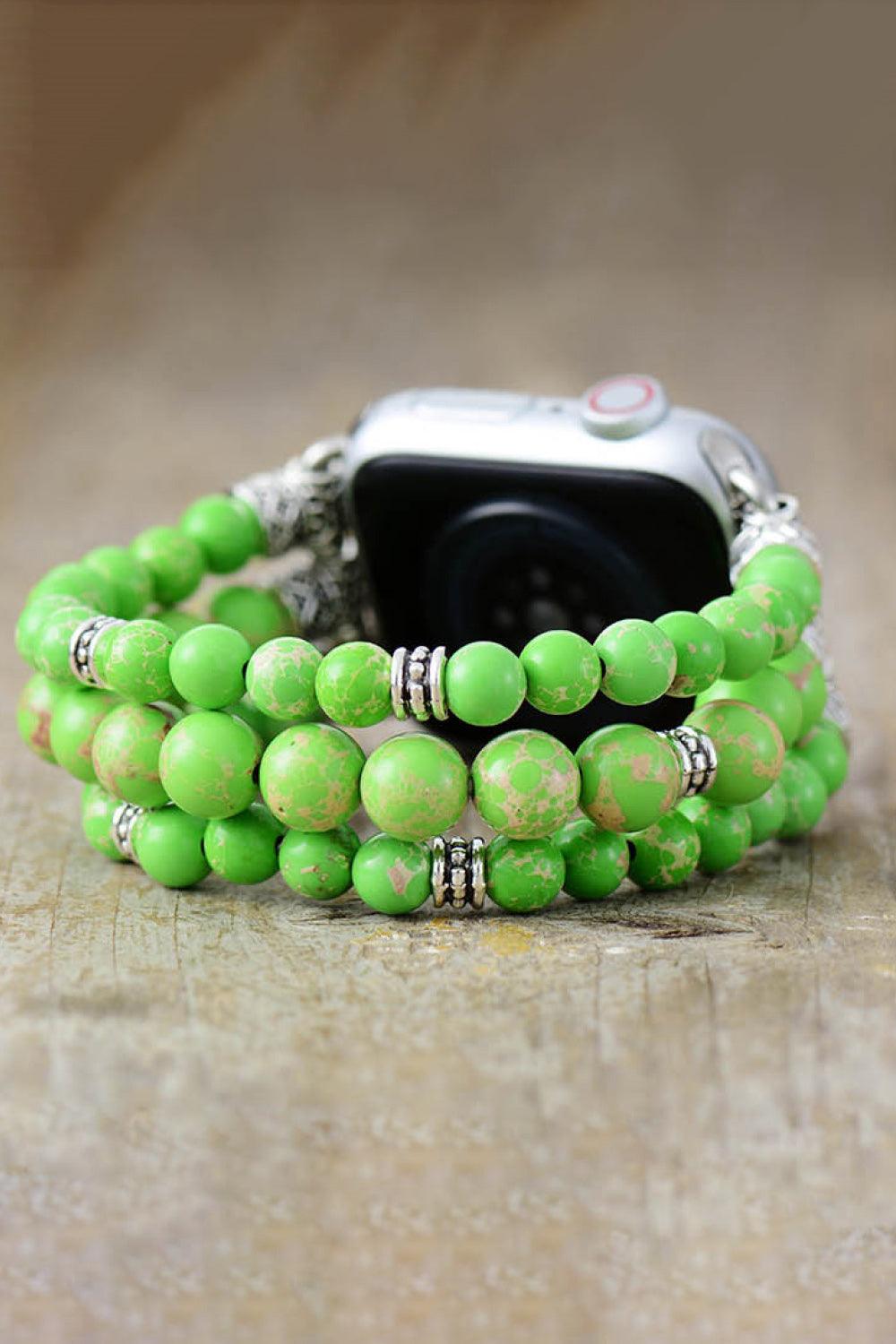 Synthetic Imperial Jasper Beaded Watchband Bracelet Carauana Store