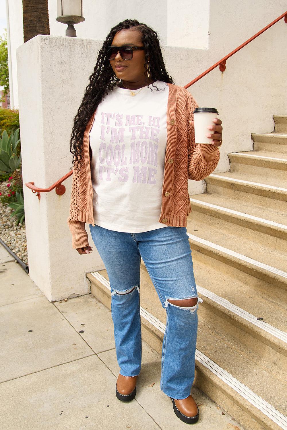Simply Love Full Size IT'S ME,HI I'M THE COOL MOM IT'S ME Round Neck T-Shirt Carauana Store