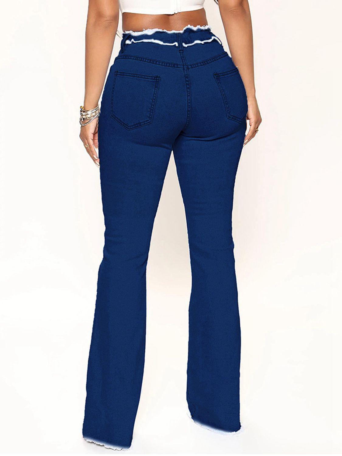 Striped Raw Hem Jeans Carauana Store