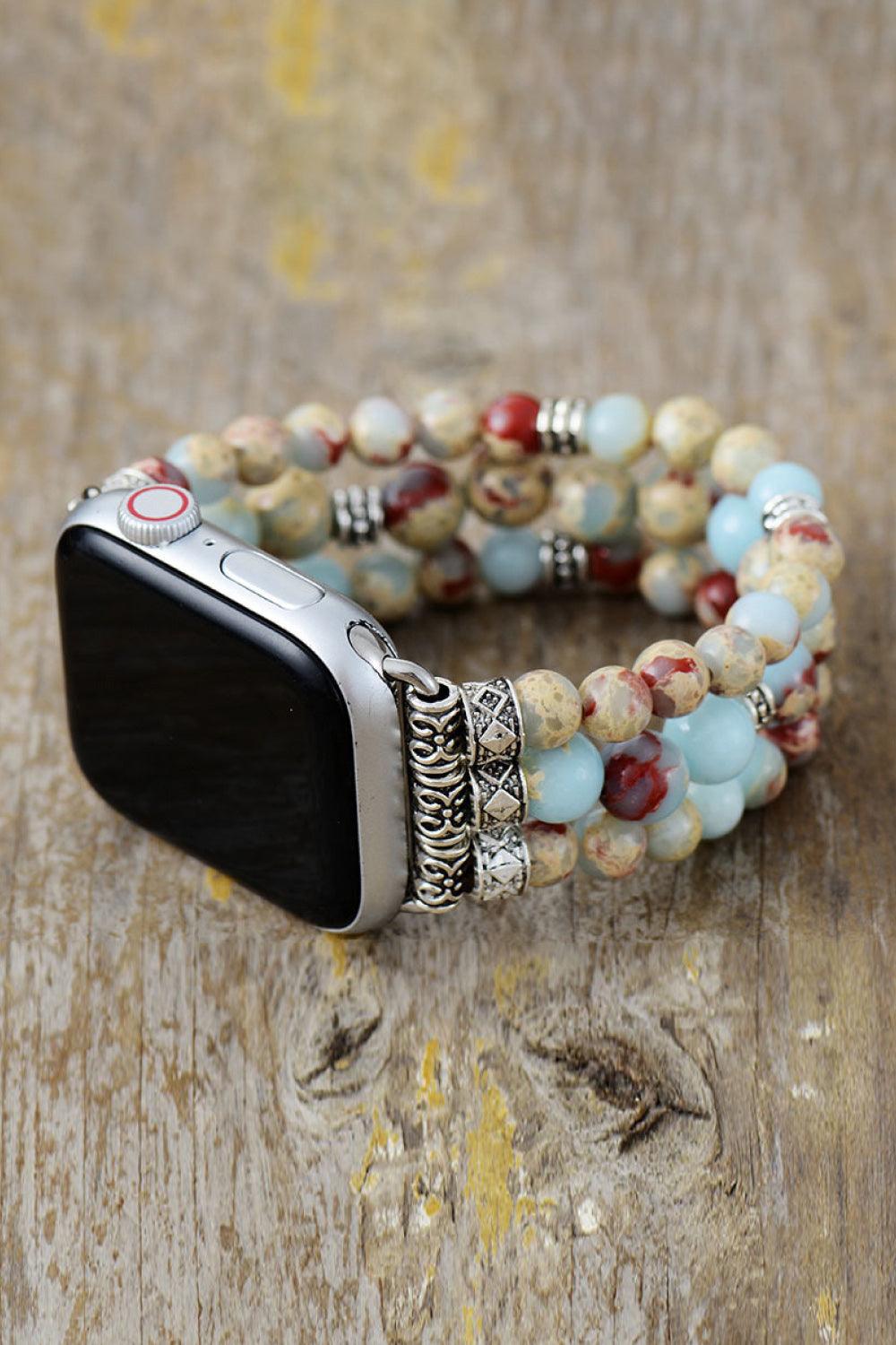 Synthetic Imperial Jasper Beaded Watchband Bracelet Carauana Store