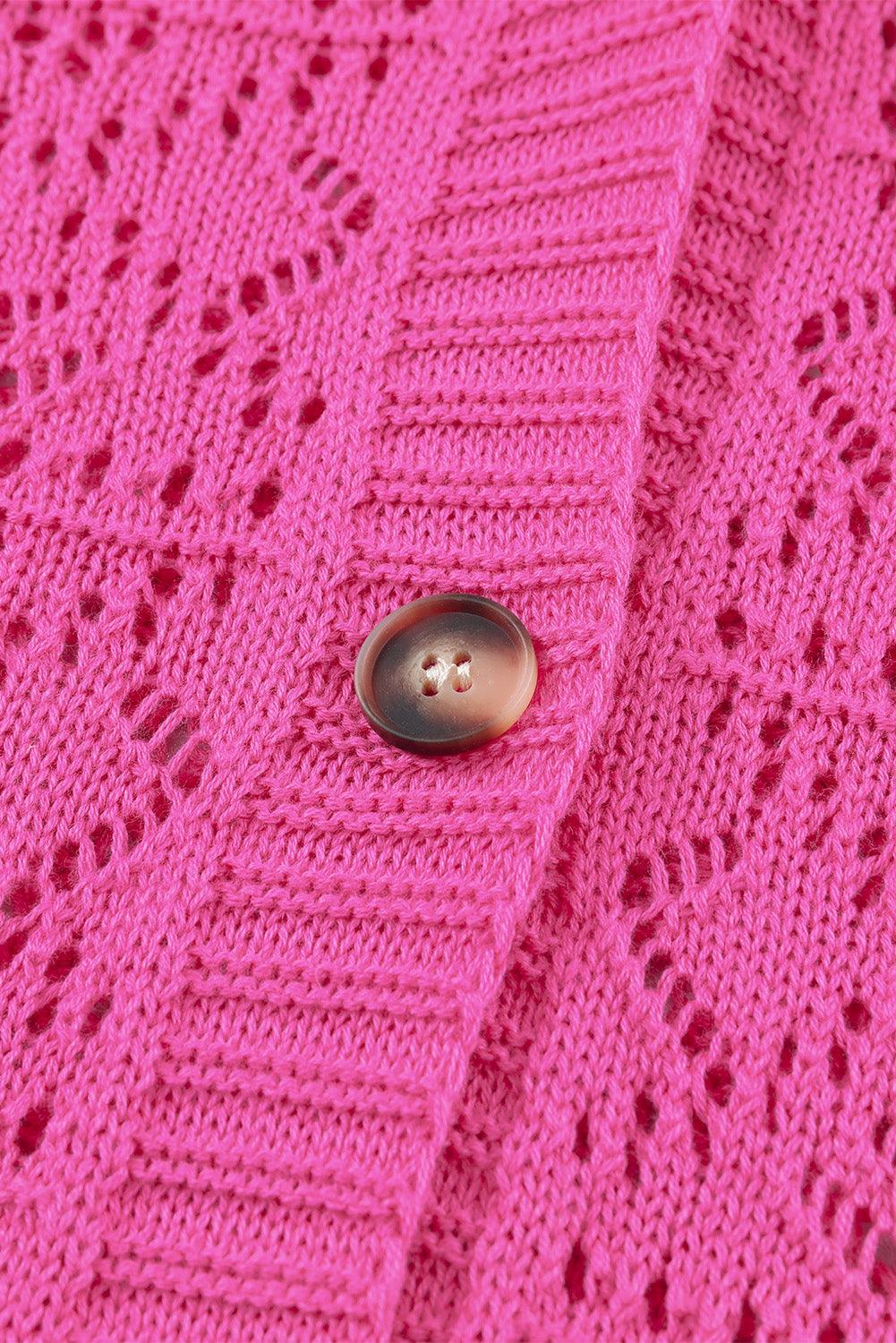 Openwork Button Down Cardigan Carauana Store