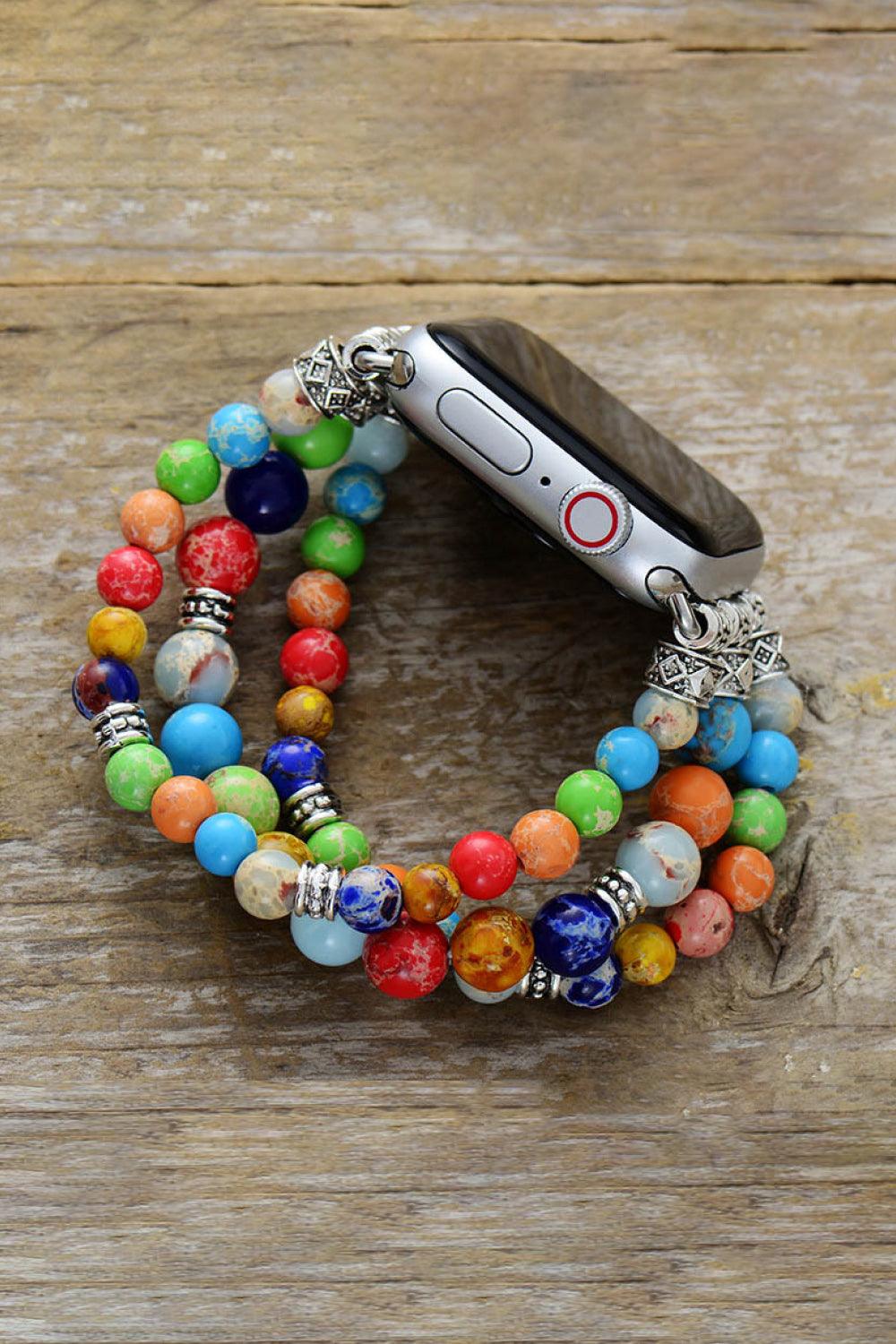Synthetic Imperial Jasper Beaded Watchband Bracelet Carauana Store