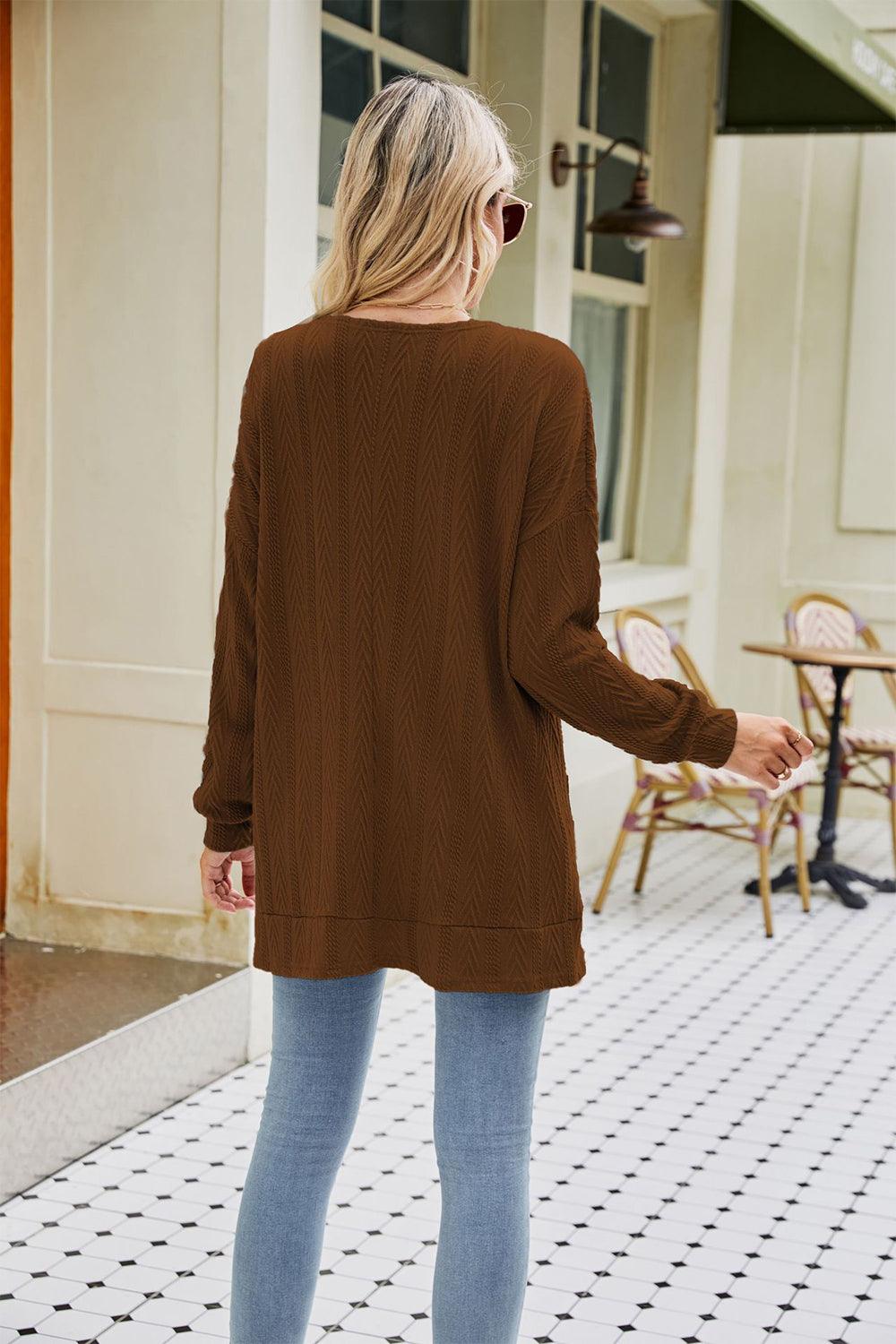 Long Sleeve Pocketed Cardigan Carauana Store