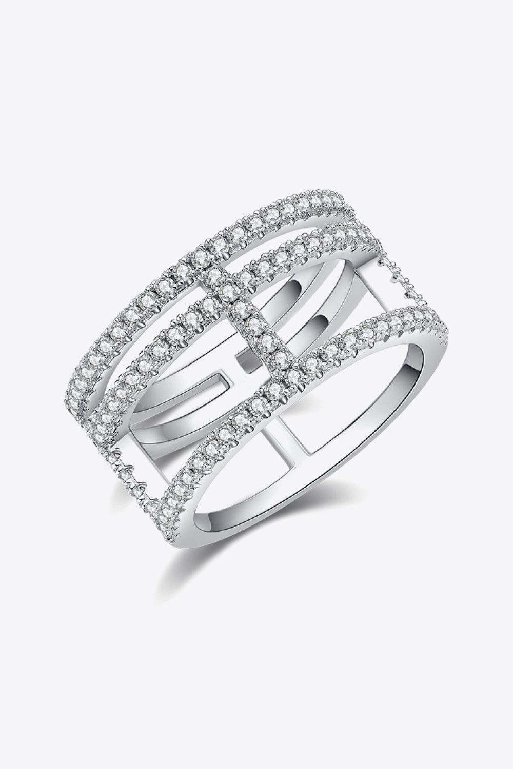 Adored Moissanite Cutout Wide Ring Carauana Store