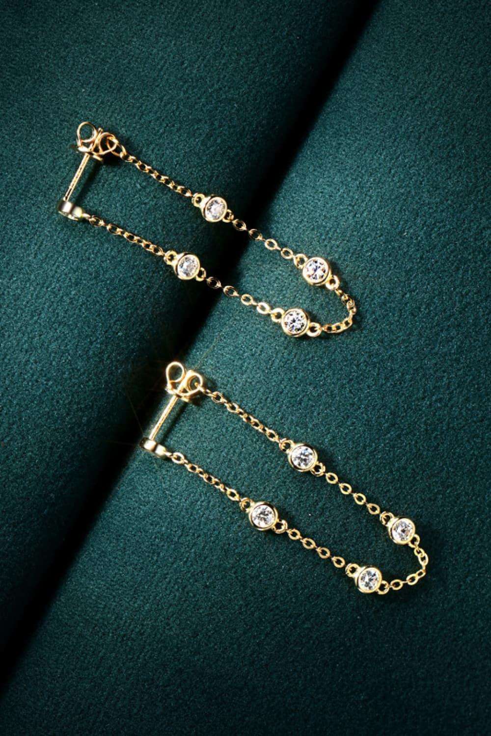 1 Carat Moissanite 925 Sterling Silver Chain Earrings Carauana Store