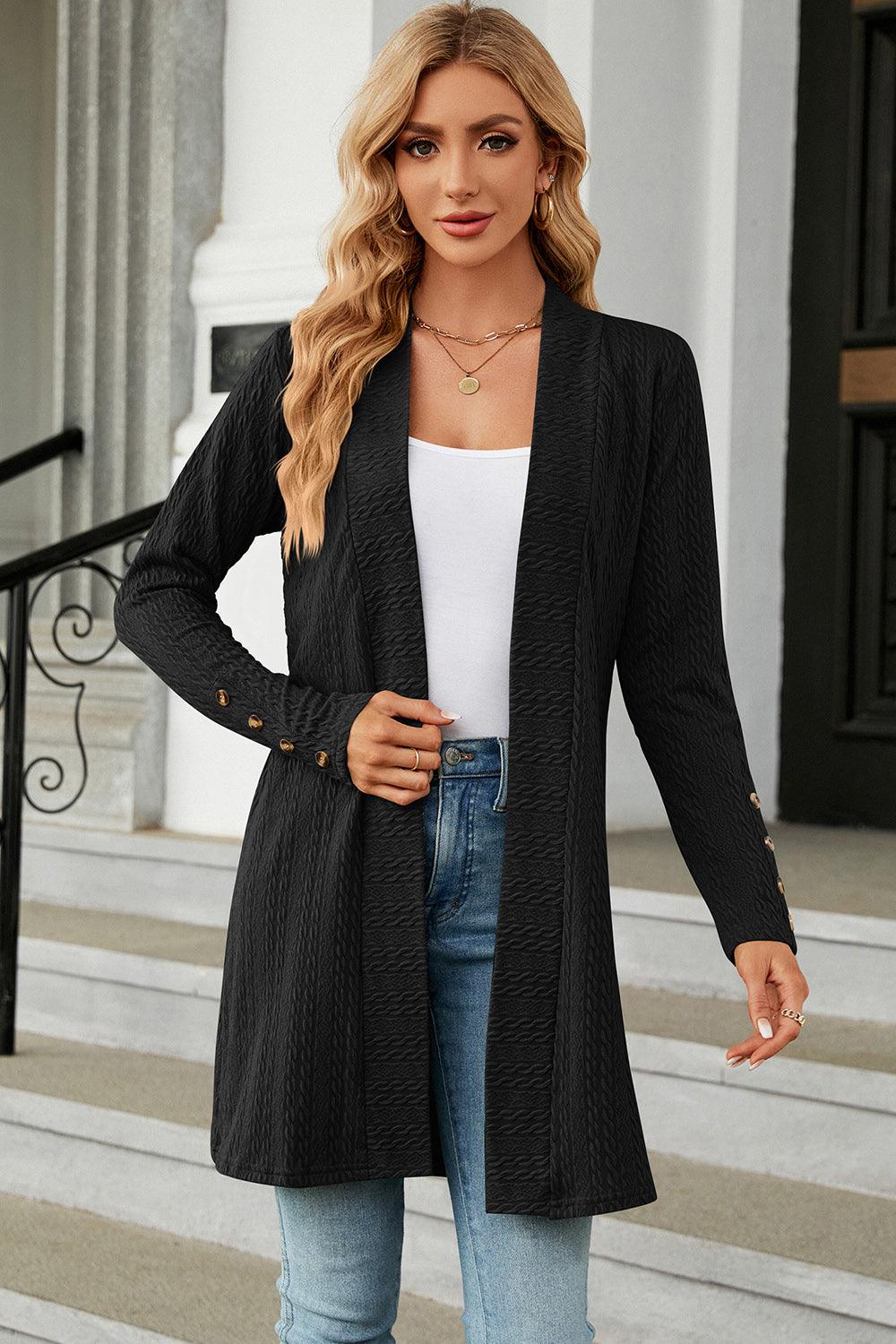 Open Front Long Sleeve Cardigan Carauana Store
