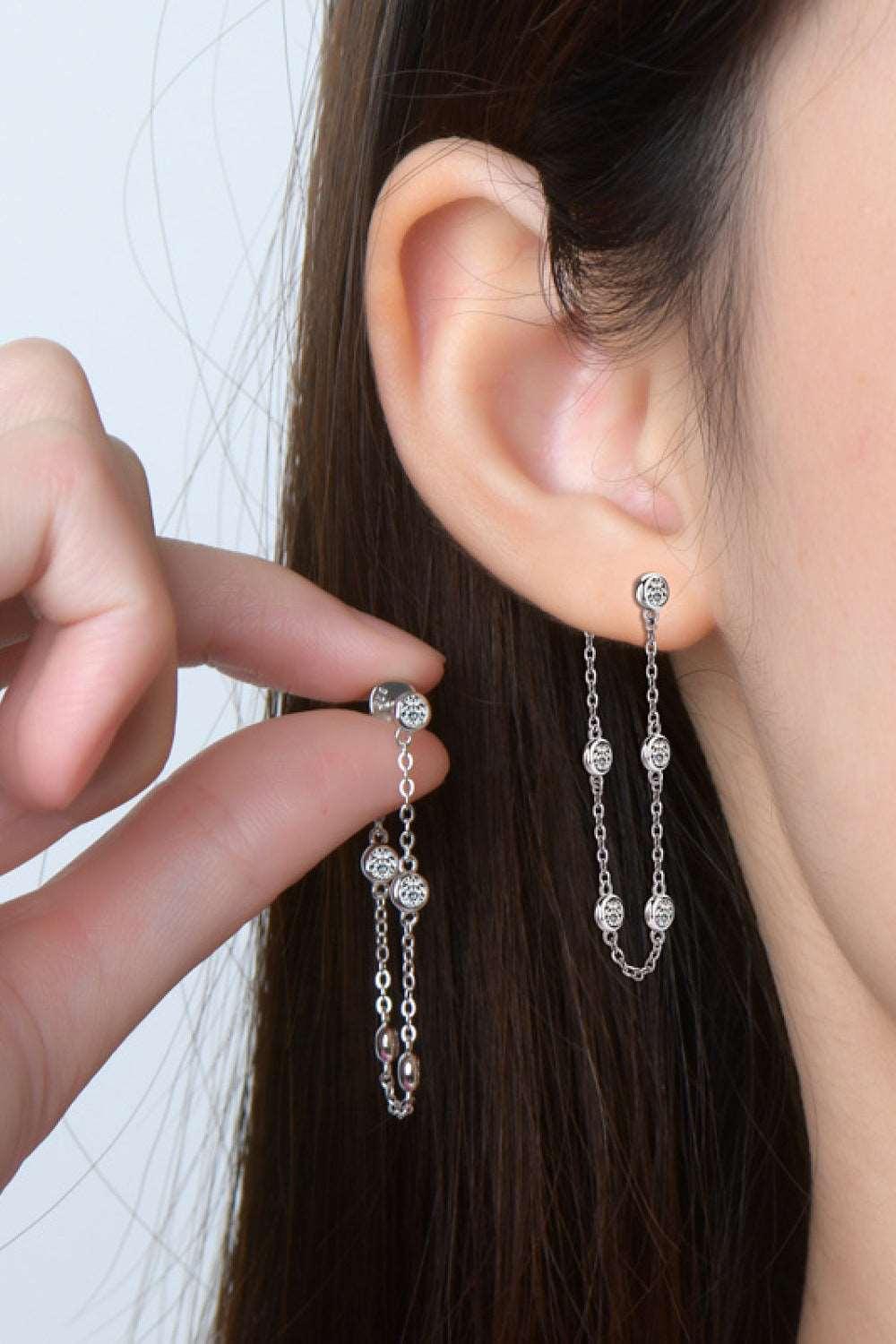 1 Carat Moissanite 925 Sterling Silver Chain Earrings Carauana Store