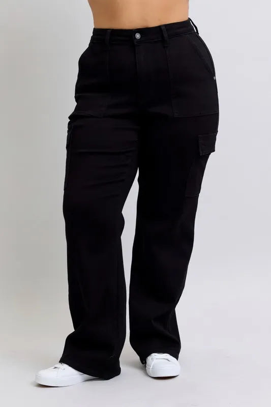 Judy Blue Full Size High Waist Cargo Wide Leg Jeans Plus Size