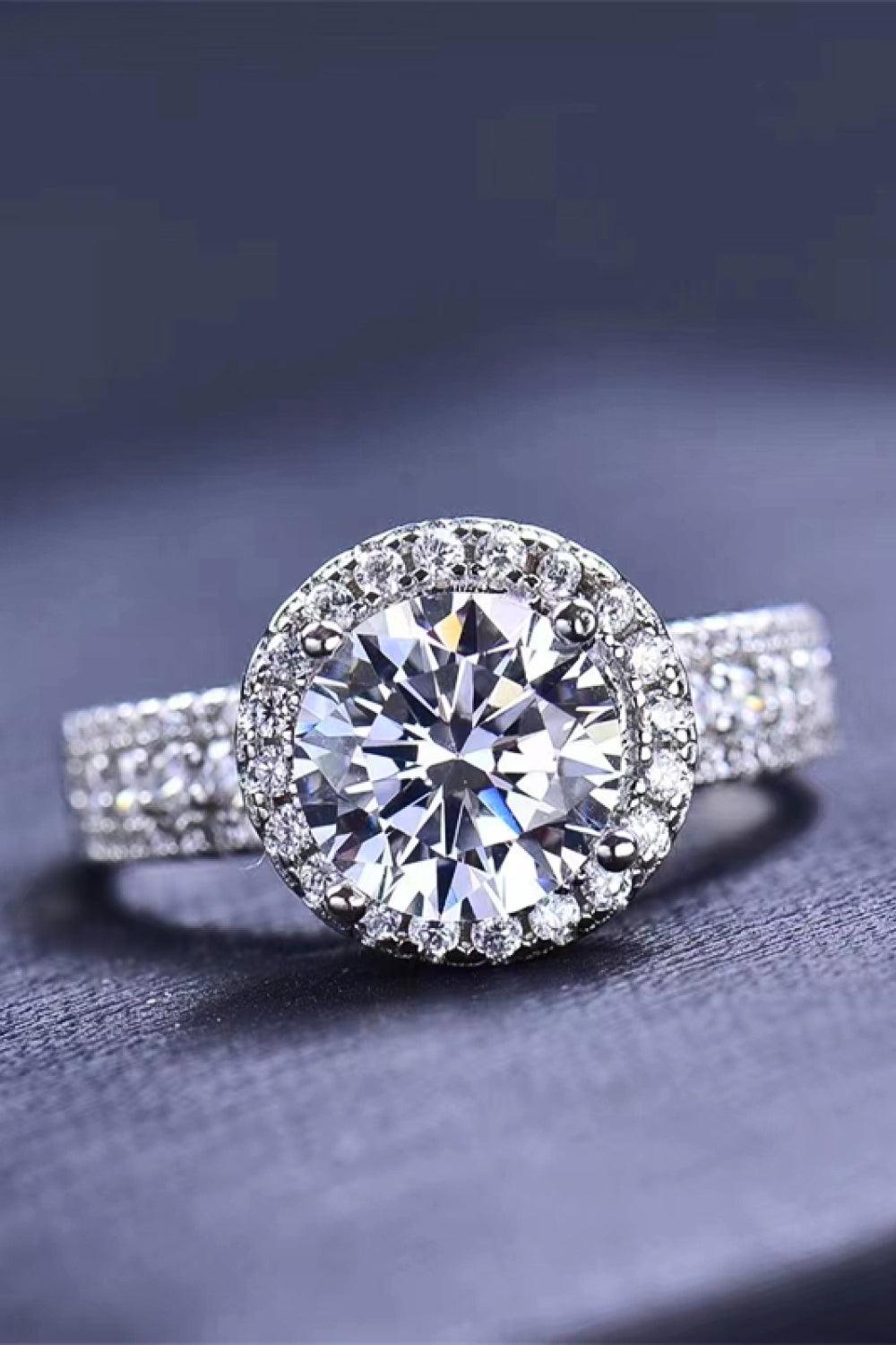 Four-Prong 2 Carat Moissanite Round Ring Carauana Store