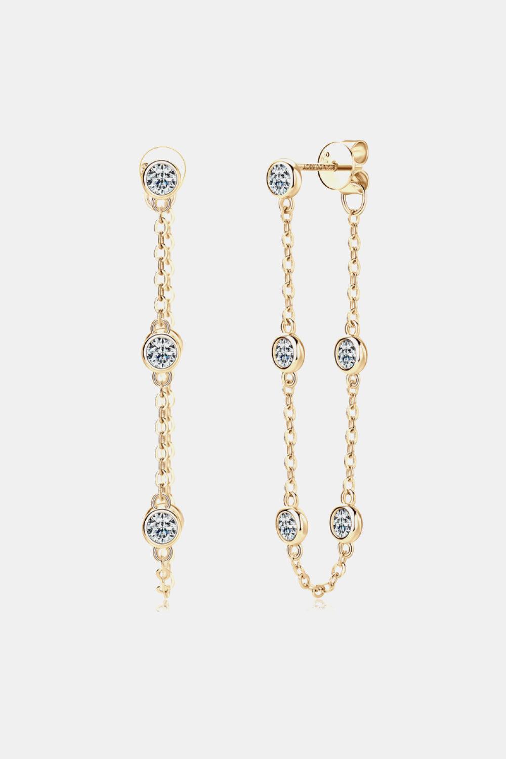 1 Carat Moissanite 925 Sterling Silver Chain Earrings Carauana Store