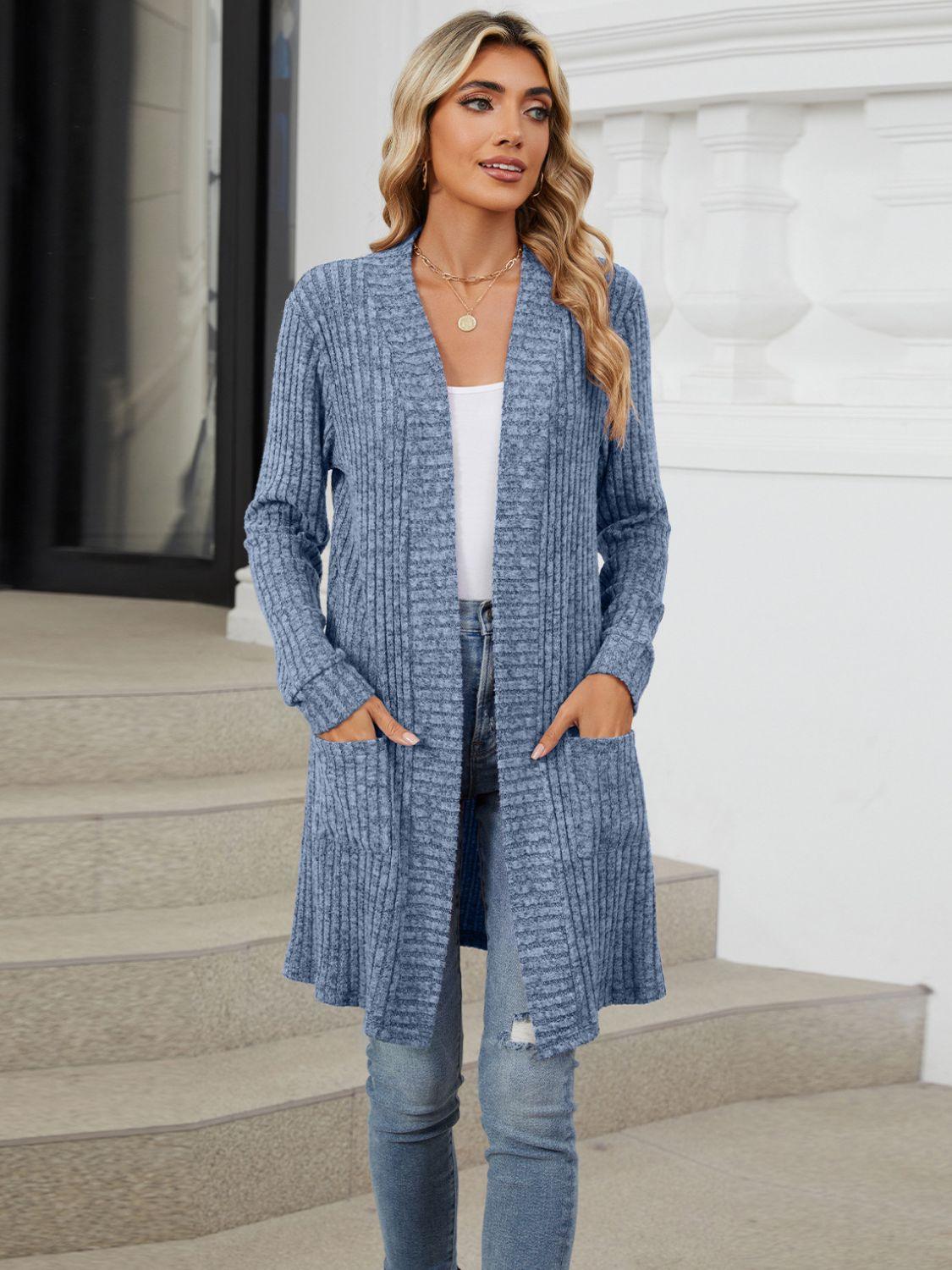 Open Front Long Sleeve Cardigan Carauana Store