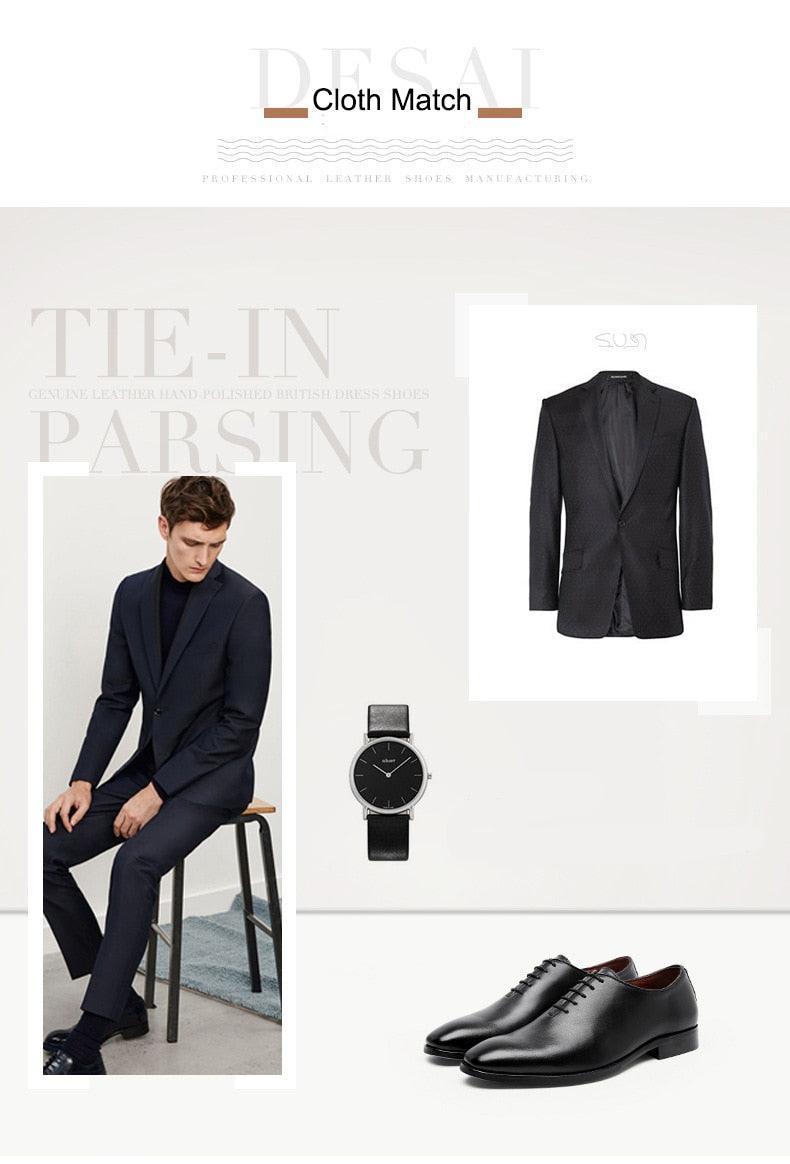 DESAI Men Business Dress Soft Genuine Leather Fashion Mens Comfortable Oxford Shoes Carauana Store