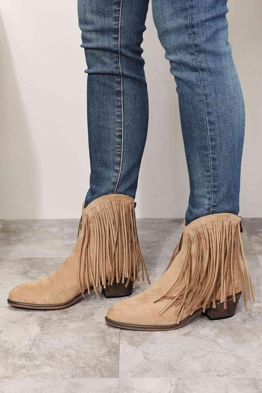 Legend Women's Fringe Cowboy Western Ankle Boots Carauana Store