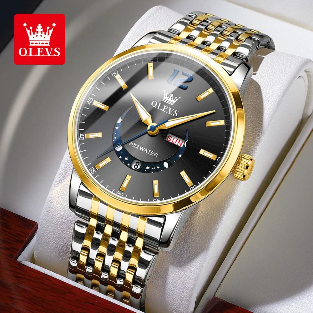 OLEVS Men's Watches Fashion Trend Crescent Shaped Dial Original Quartz Watch Carauana Store