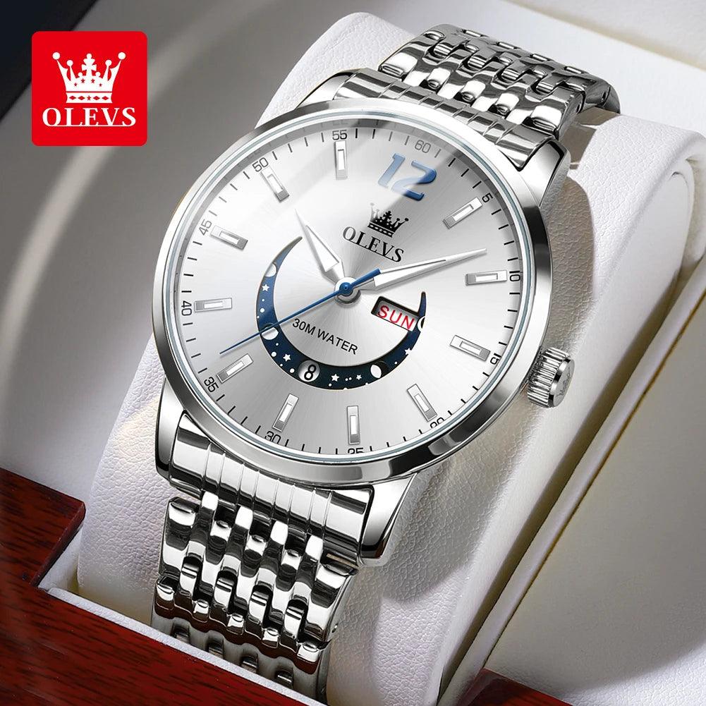 OLEVS Men's Watches Fashion Trend Crescent Shaped Dial Original Quartz Watch Carauana Store