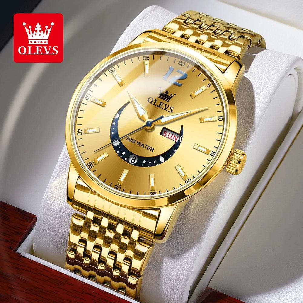 OLEVS Men's Watches Fashion Trend Crescent Shaped Dial Original Quartz Watch Carauana Store