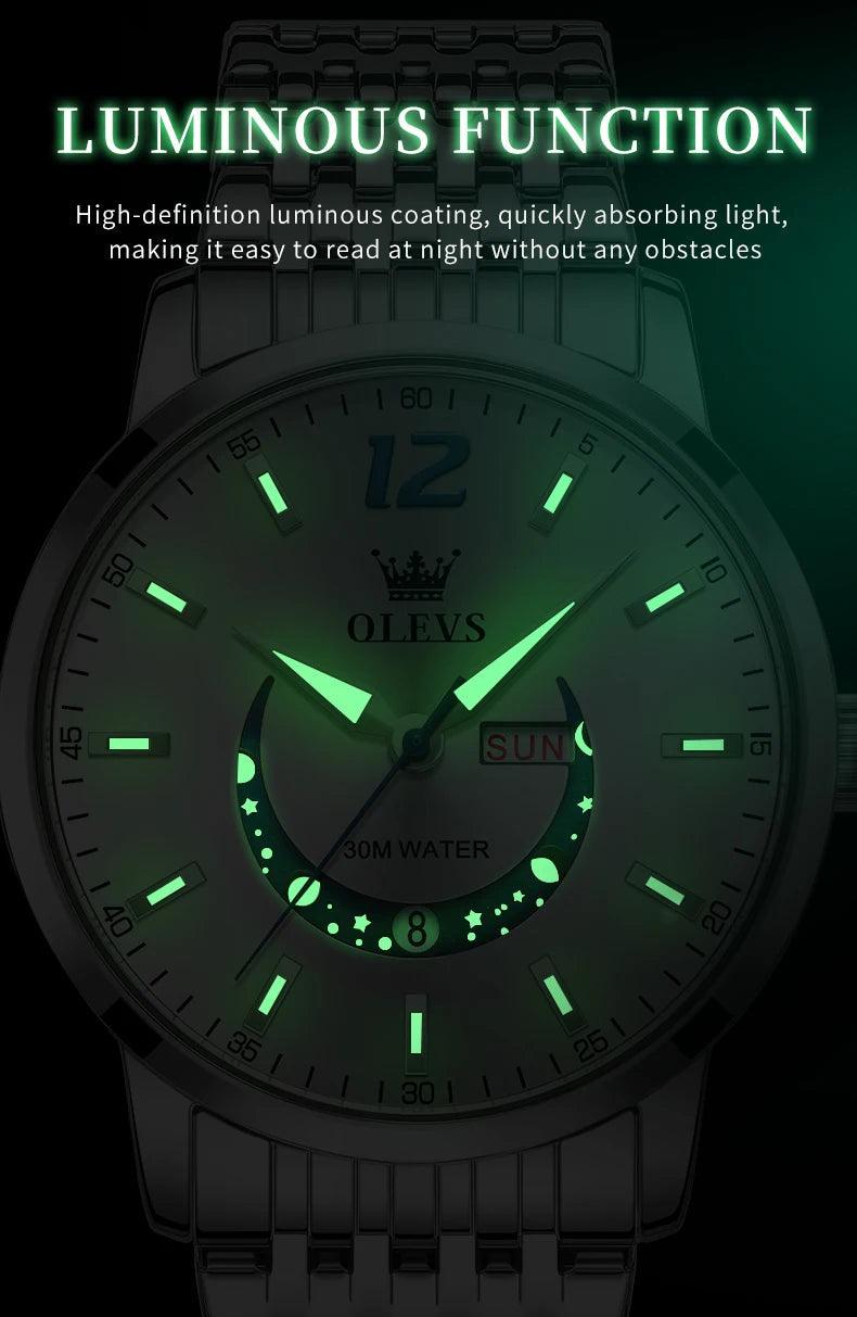 OLEVS Men's Watches Fashion Trend Crescent Shaped Dial Original Quartz Watch Carauana Store