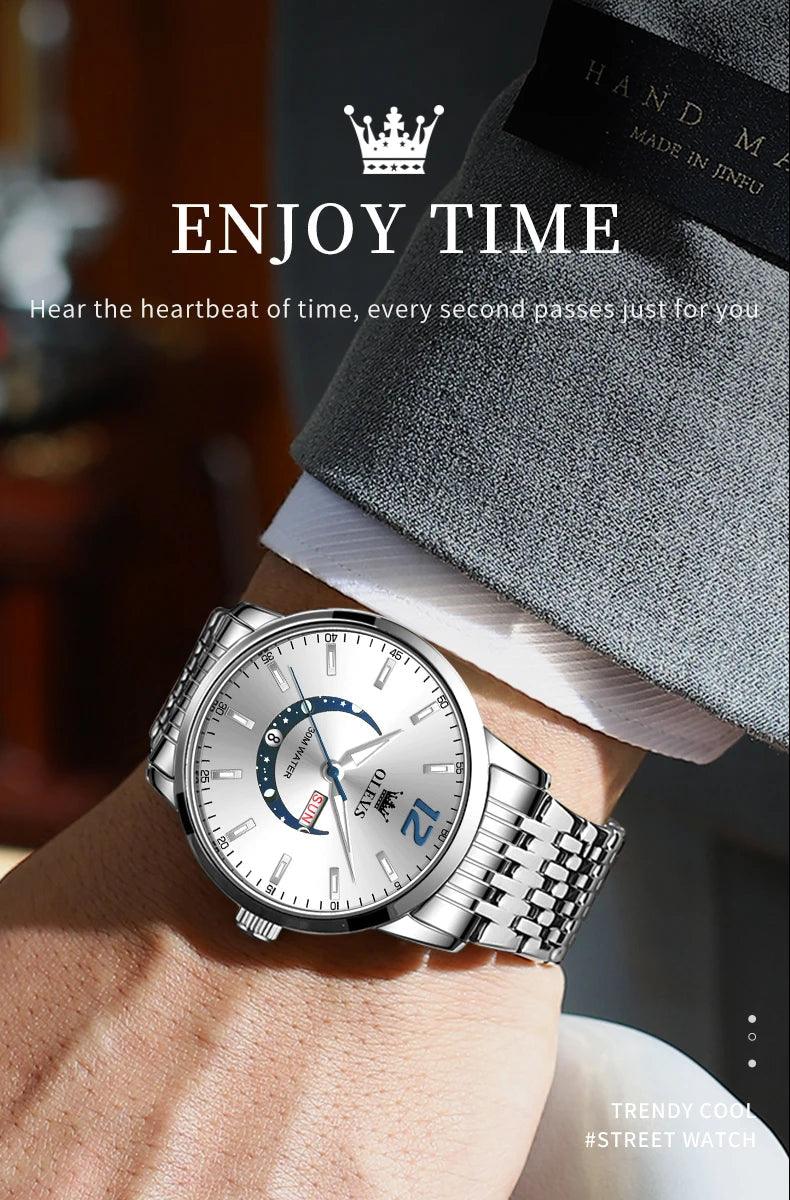 OLEVS Men's Watches Fashion Trend Crescent Shaped Dial Original Quartz Watch Carauana Store