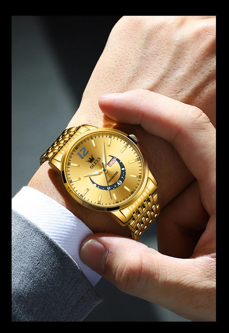 OLEVS Men's Watches Fashion Trend Crescent Shaped Dial Original Quartz Watch Carauana Store