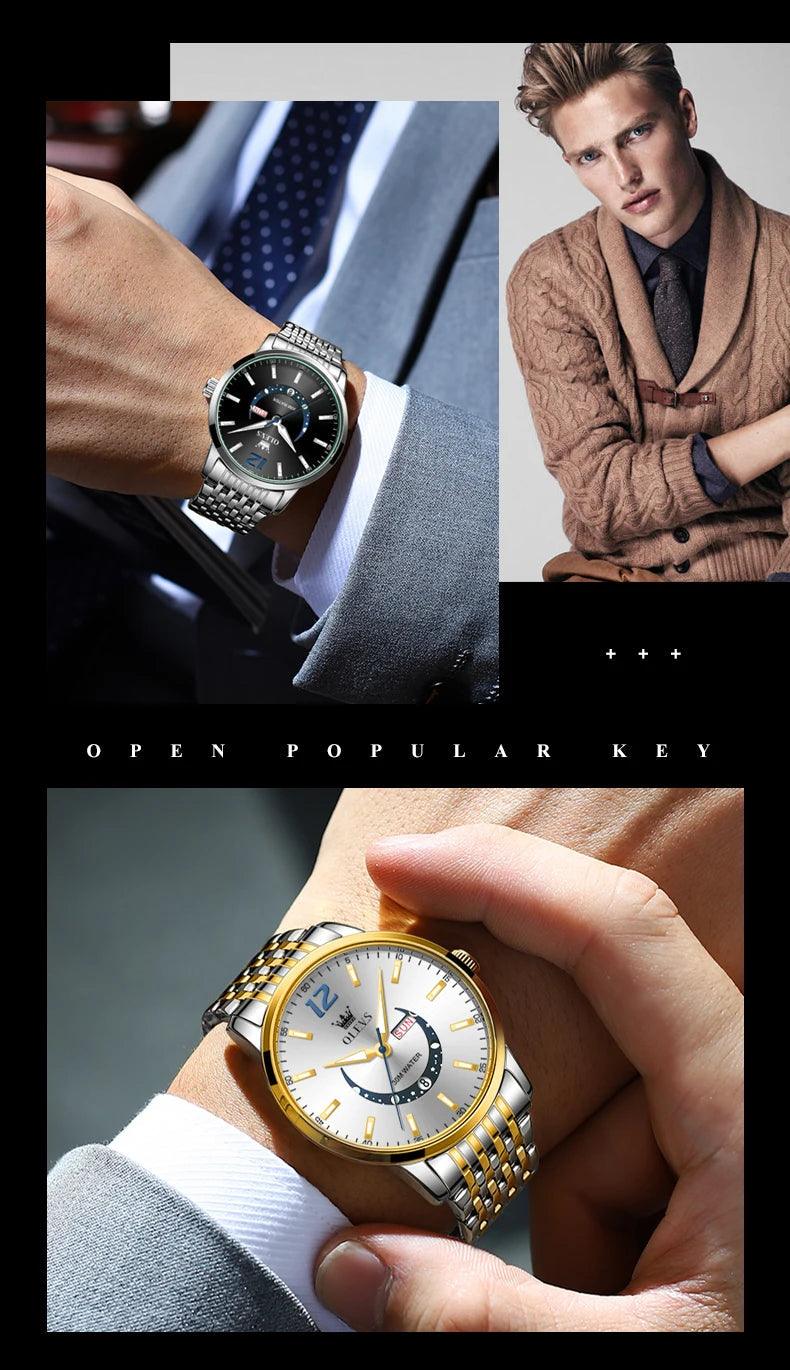 OLEVS Men's Watches Fashion Trend Crescent Shaped Dial Original Quartz Watch Carauana Store