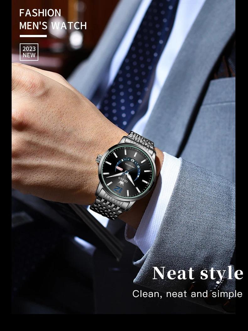 OLEVS Men's Watches Fashion Trend Crescent Shaped Dial Original Quartz Watch Carauana Store
