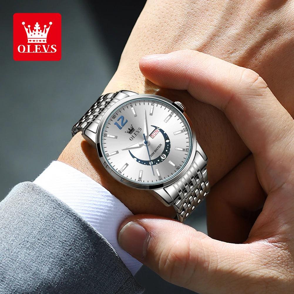 OLEVS Men's Watches Fashion Trend Crescent Shaped Dial Original Quartz Watch Carauana Store