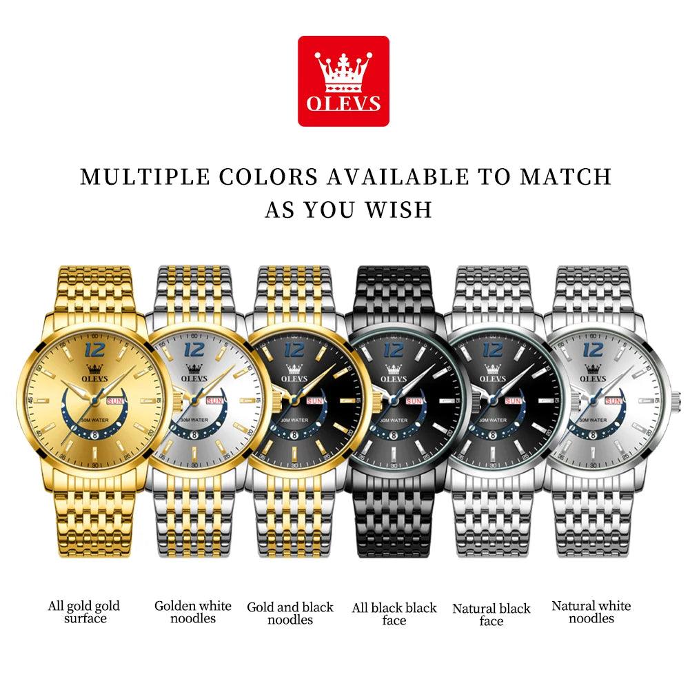 OLEVS Men's Watches Fashion Trend Crescent Shaped Dial Original Quartz Watch Carauana Store