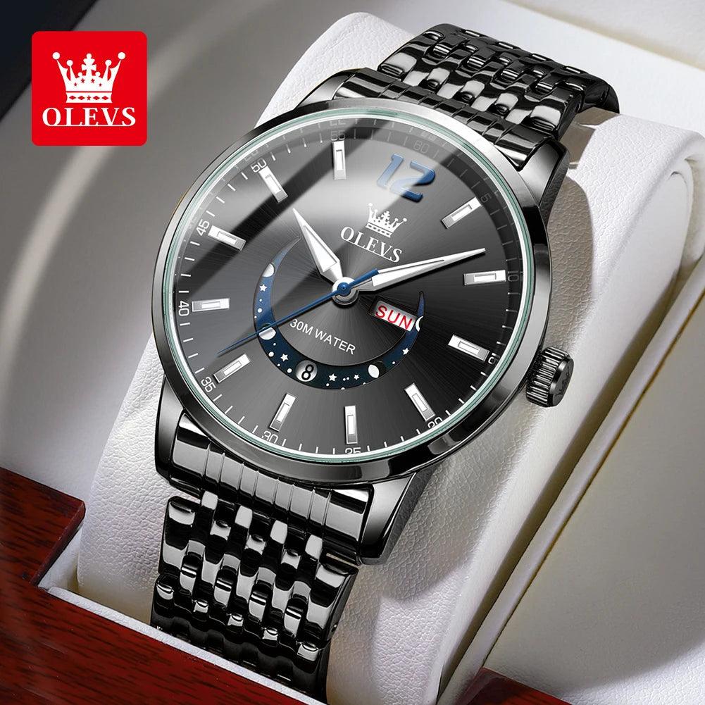OLEVS Men's Watches Fashion Trend Crescent Shaped Dial Original Quartz Watch Carauana Store