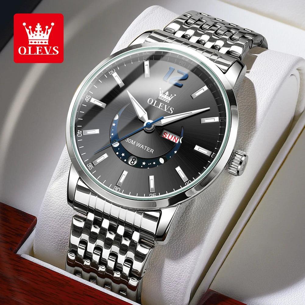 OLEVS Men's Watches Fashion Trend Crescent Shaped Dial Original Quartz Watch Carauana Store