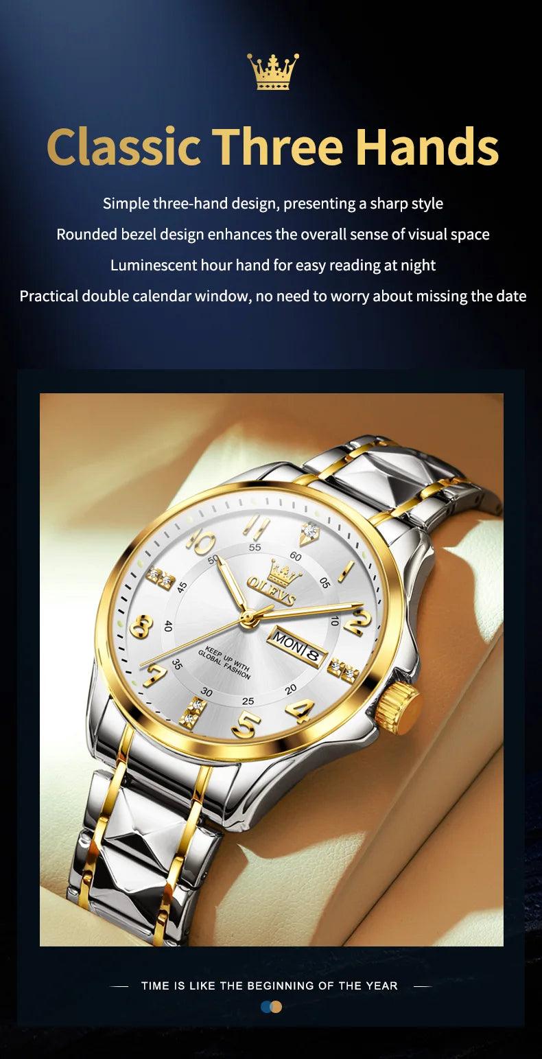 OLEVS Steel men's Quartz Watch | Sleek Business Style with Shock Resistance and Auto Date Feature Carauana Store