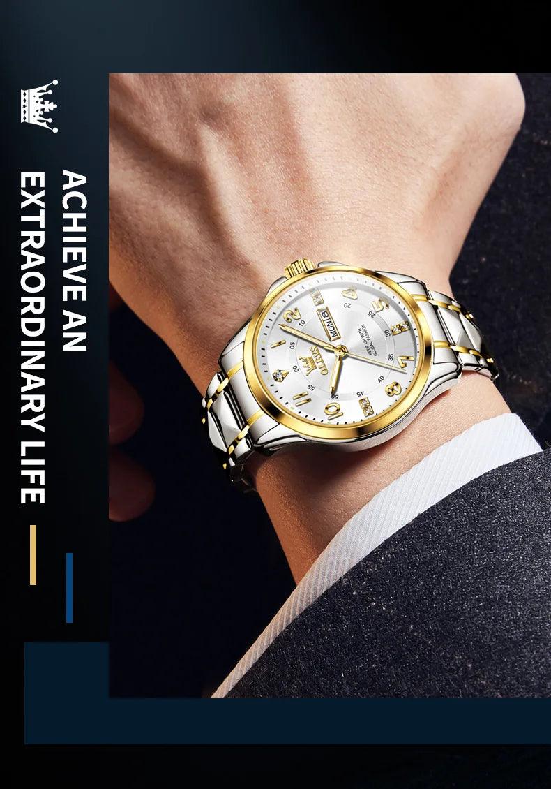 OLEVS Steel men's Quartz Watch | Sleek Business Style with Shock Resistance and Auto Date Feature Carauana Store