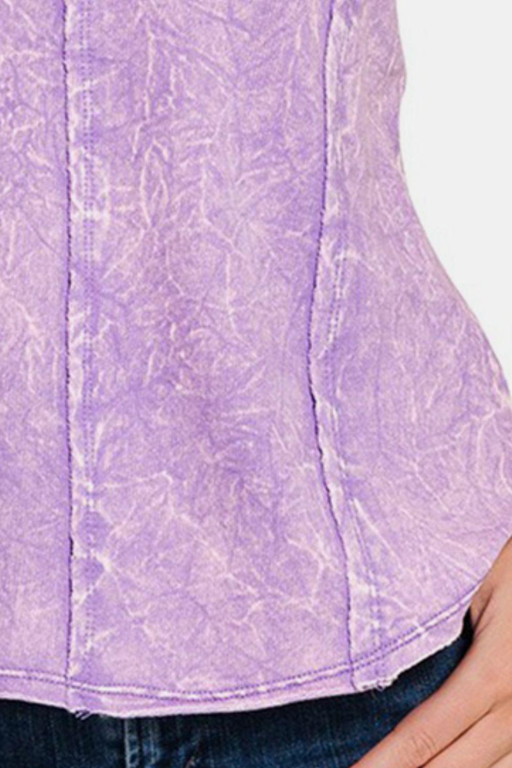 Zenana Exposed Seam V-Neck Wide Strap Tank Carauana Store