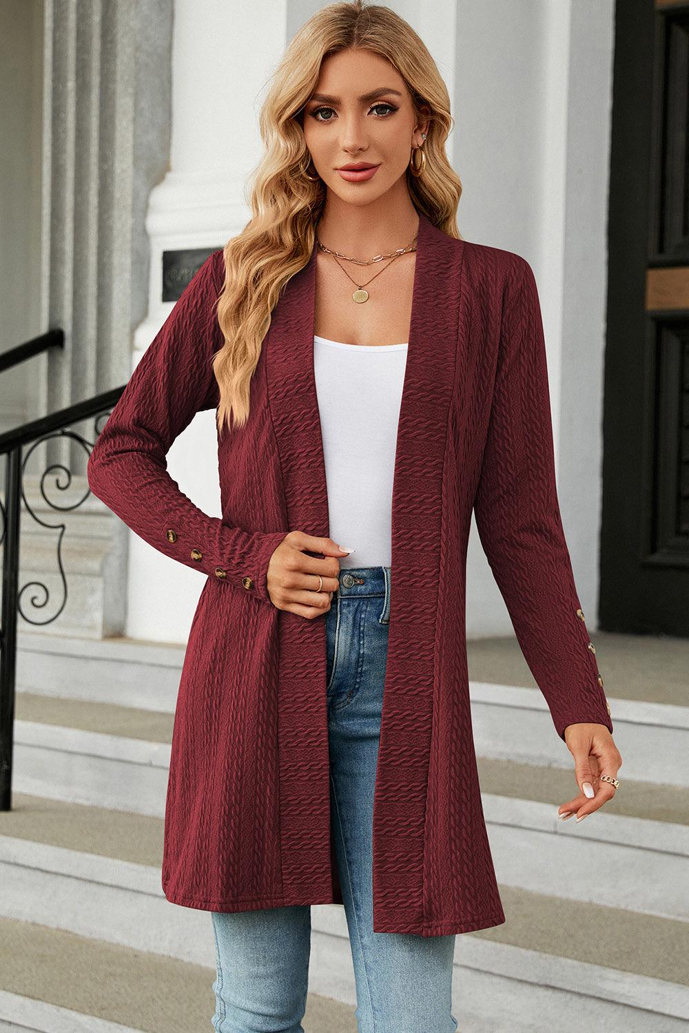 Open Front Long Sleeve Cardigan Carauana Store