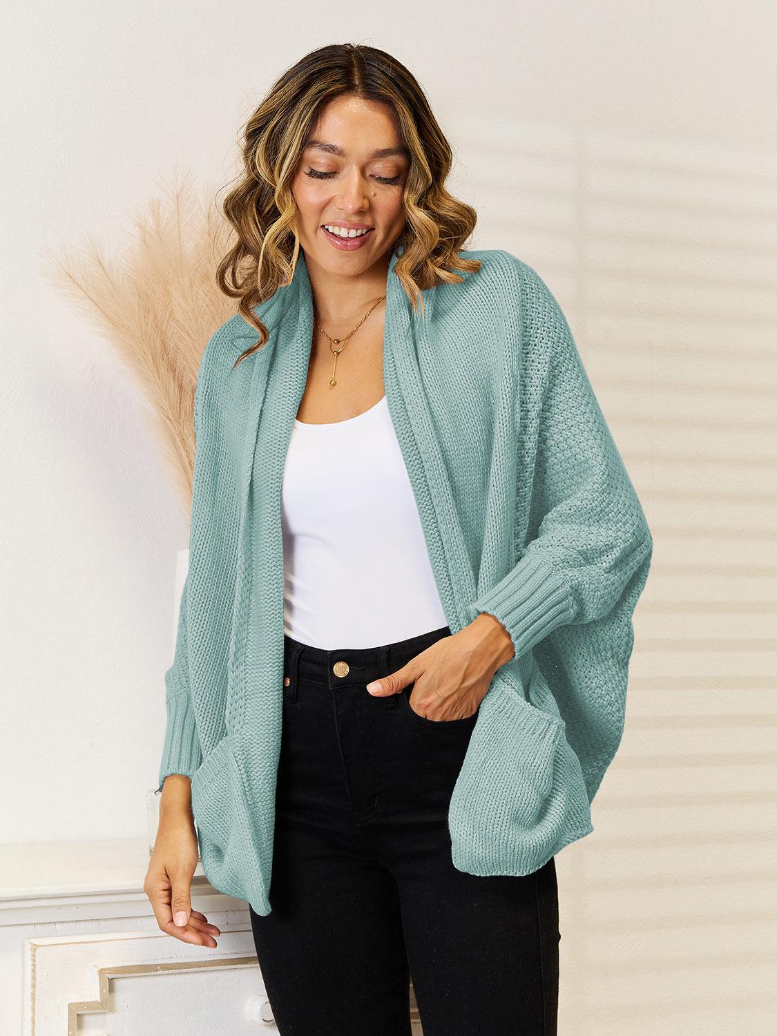 Angel Wings Open Front Cardigan with Pockets Carauana Store