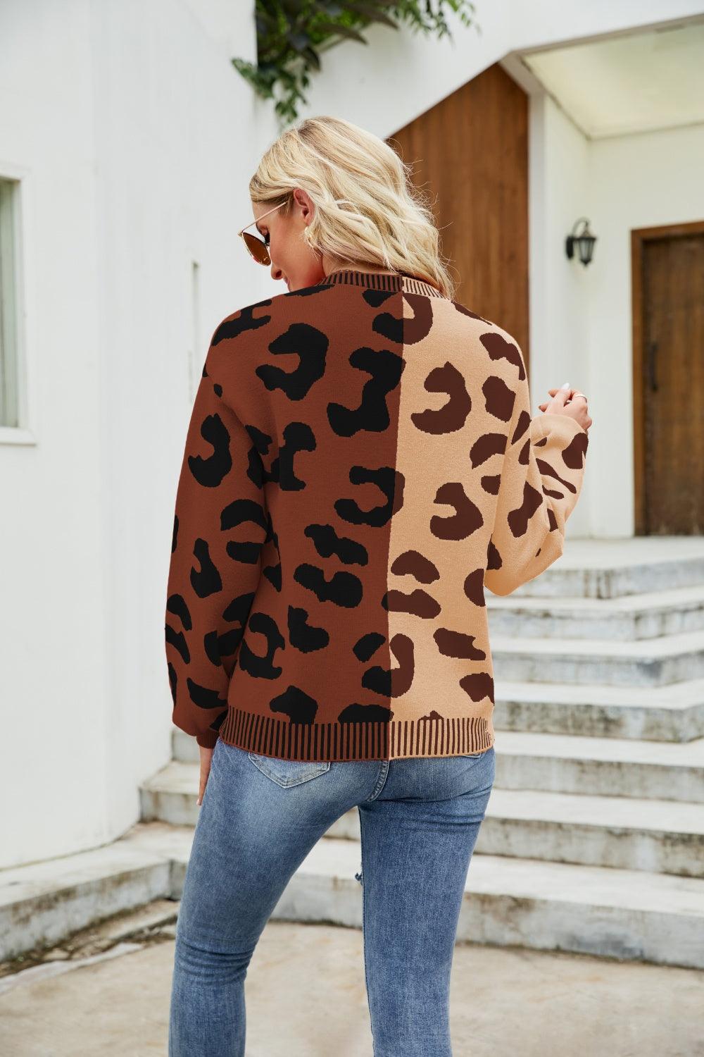 Mandy Leopard Button Up Dropped Shoulder Cardigan Carauana Store