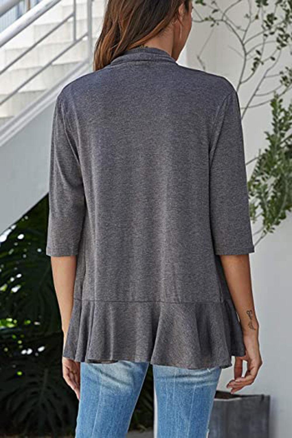 Open Front Three-Quarter Sleeve Cardigan Carauana Store