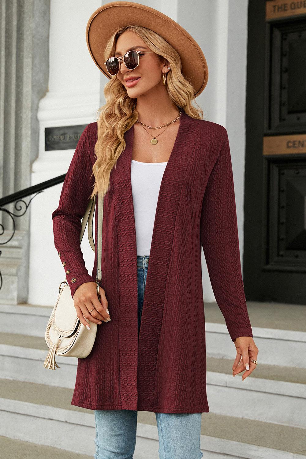 Open Front Long Sleeve Cardigan Carauana Store